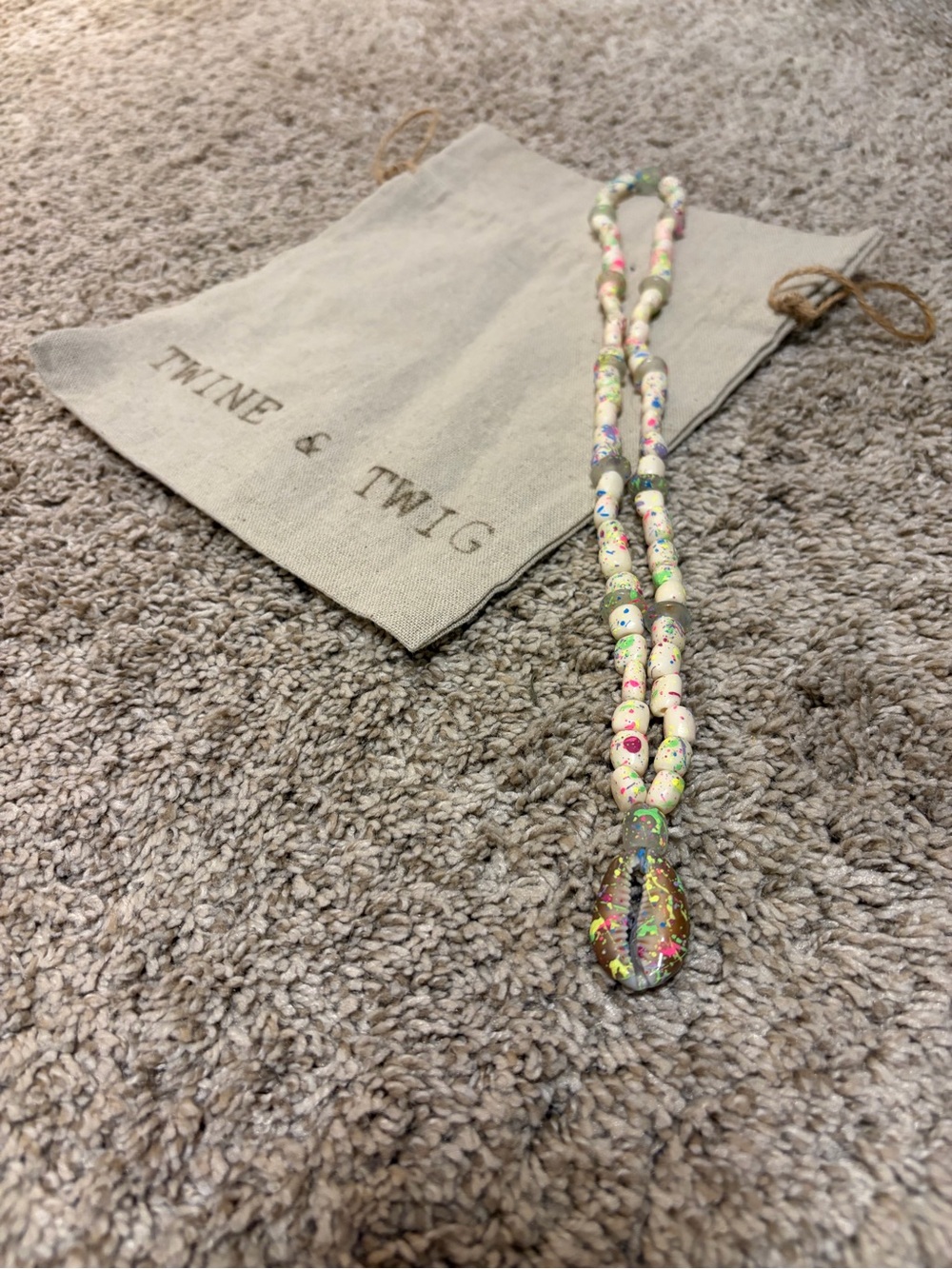 Twine & Twig Multicolor Beaded Necklace with Decorative Pendant